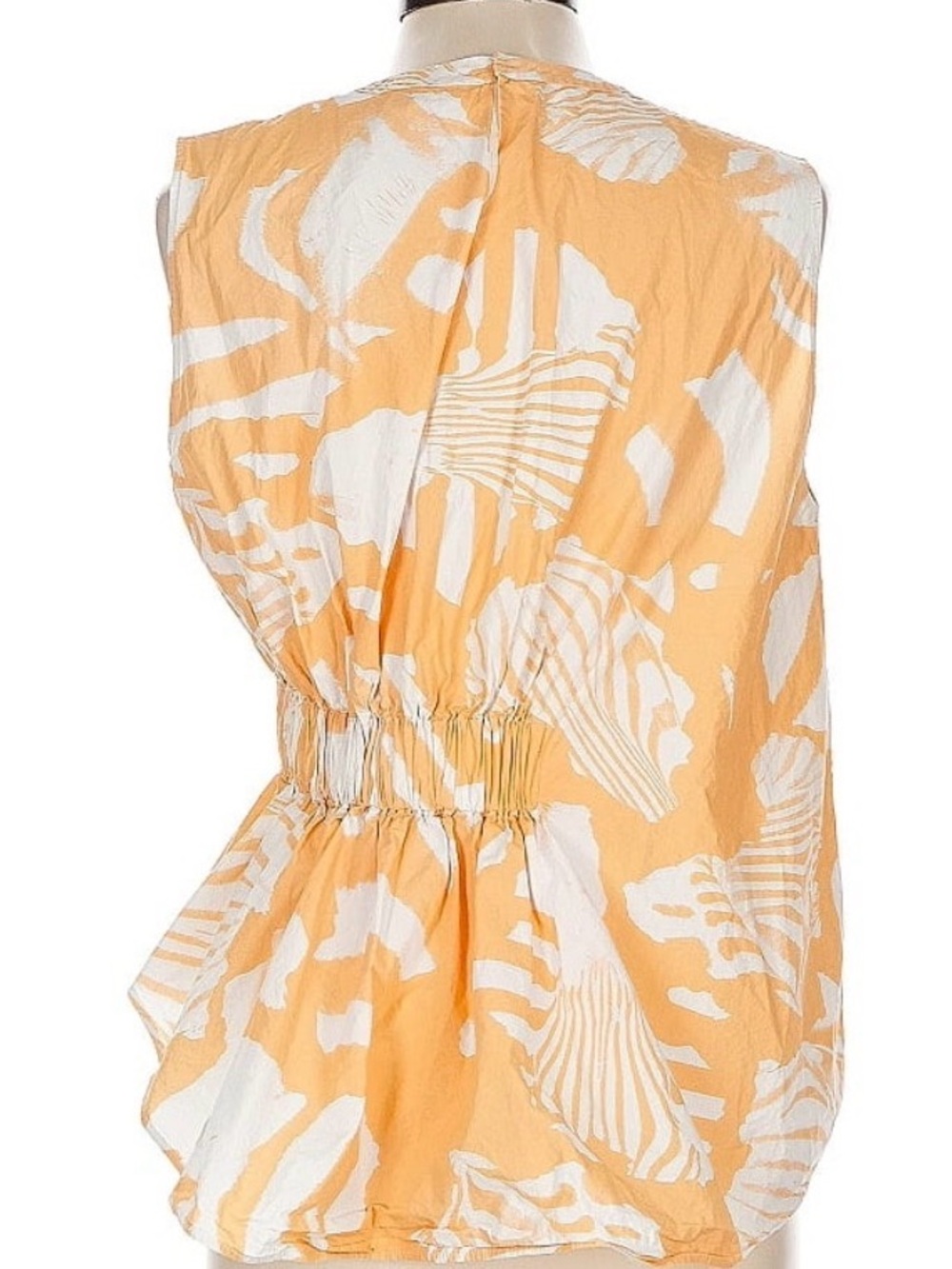 Rare Genny Sleeveless Cream & Yellow Printed Peplum Blouse, Made in Italy - Picture 2 of 7